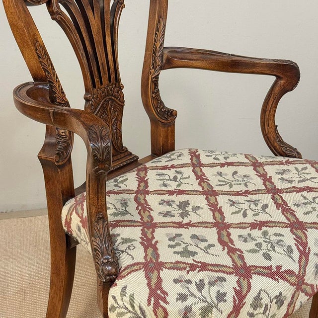 19th Century English Chippendale Style Carved Walnut Armchair For Sale - Image 10 of 18