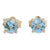 Aquamarine Four Prong Solitaire Stud Earrings in Solid 14k Gold Round - 2 Pieces For Sale