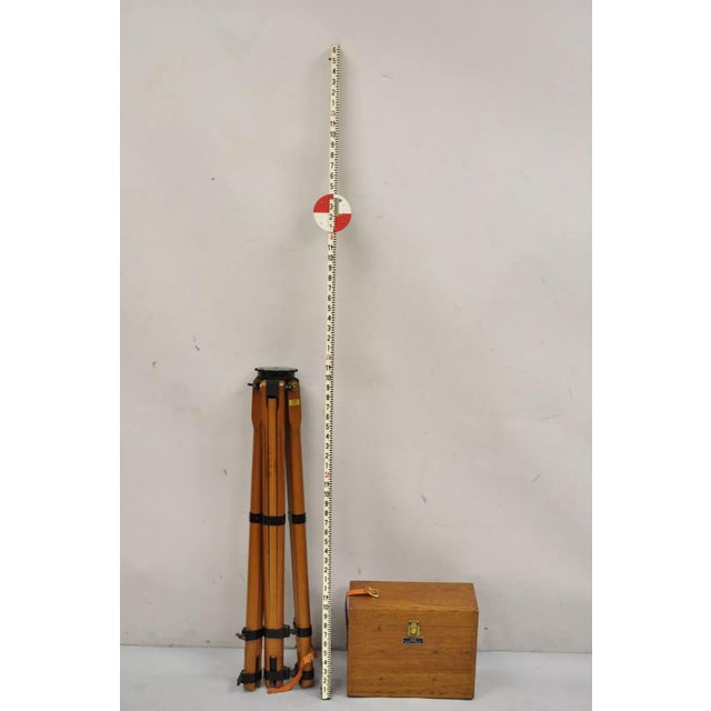 Antique Keuffel & Esser Co Survey Transit on Tripod Stand with Original Oak Wood Case and Accessories Pictured including...