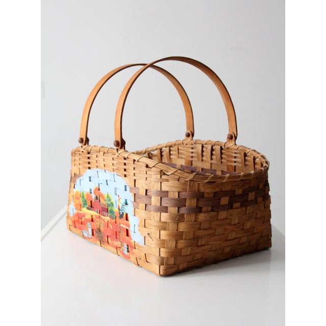 Farmhouse Vintage Hand-Painted Farmhouse Basket For Sale - Image 3 of 13