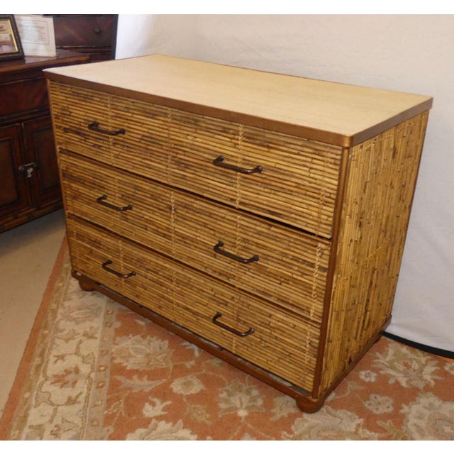 Vintage Reeded Bamboo Chest Of Drawers With Raffia Top Chairish