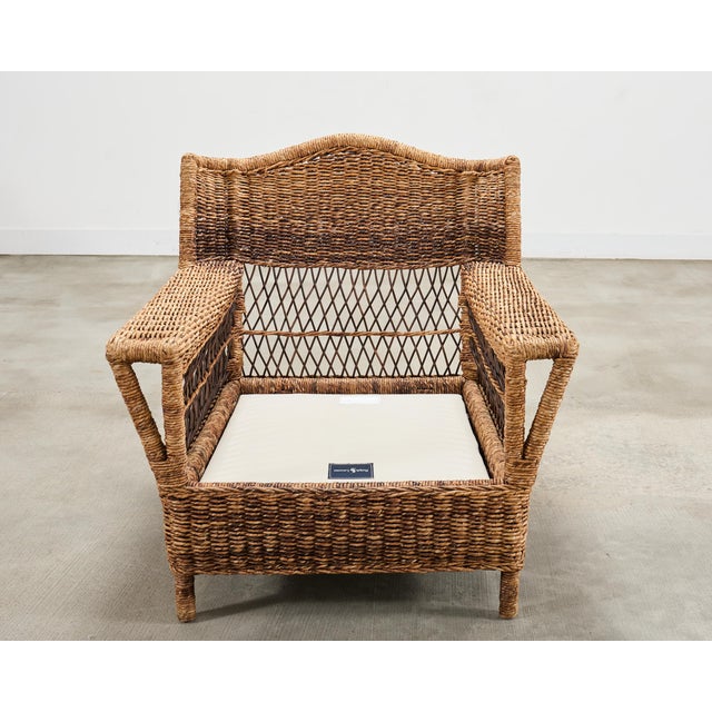 Pair of Ralph Lauren Organic Wicker Rope Armchairs + Ottoman For Sale - Image 13 of 18