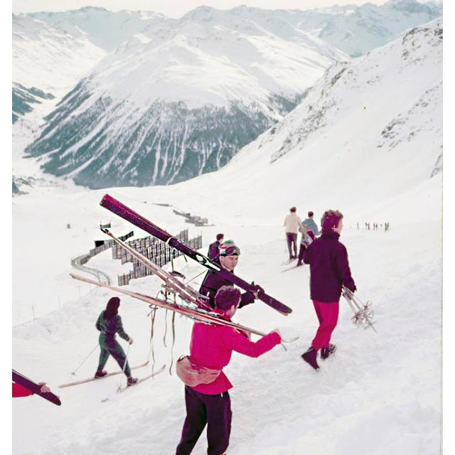 Mountain Top by Toni Frissell Skiers make their way to a run, Klosters, Switzerland, 1954. (Photo by Toni Frissell) 12x12"...
