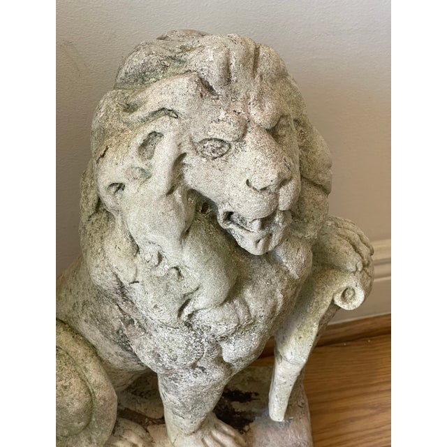 1940s Antique Concrete Garden Lion Sculpture For Sale - Image 5 of 5