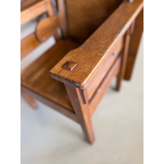 Wood Early 1900s Antique Mission Oak Convertible Table Chair For Sale - Image 7 of 12