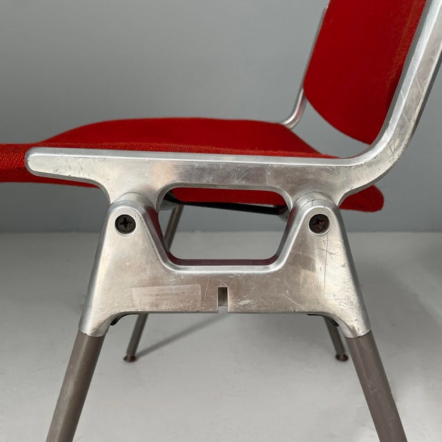 Italian Modern Red Fabric DSC Chairs by Giancarlo Piretti for Castelli, 1970s, Set of 22 For Sale - Image 10 of 18