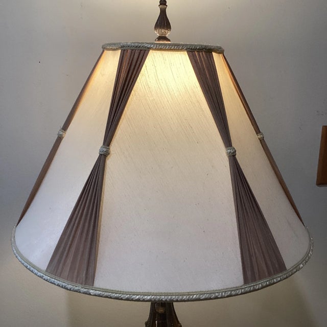 Original Art Deco Bronze & Brass Table Lamp Gold Hand Painted Tone c.1940 For Sale - Image 9 of 12