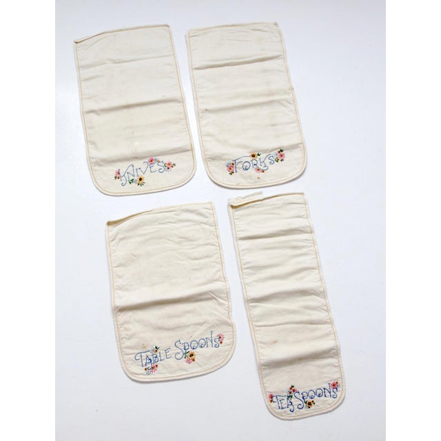 Vintage Embroidered Silverware Holder Set of 4 For Sale - Image 16 of 16