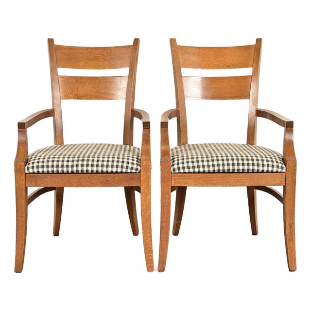 Stickley Mission Oak Arts & Crafts Armchairs, Pair For Sale