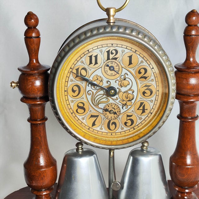 Art Deco 1903 Antique German Alarm Desk Clock by Gebrüder Junghans For Sale - Image 3 of 6