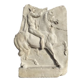 Mid Century Vintage Greco Roman Classical Style Horseman Wall Plaque For Sale