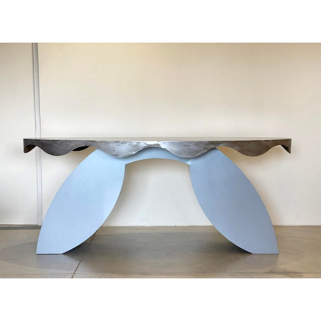 Iron and Steel Console, 1980s For Sale - Image 4 of 18