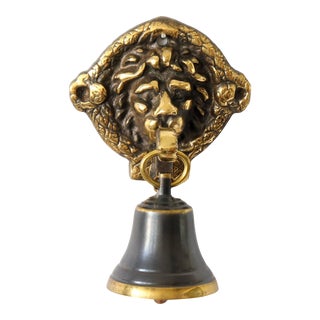 1940s English Brass Lion's Head Servants Bell For Sale