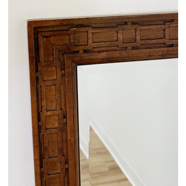 Brown Vintage MCM Carved Wood Mirrors - Price Per Piece For Sale - Image 8 of 8
