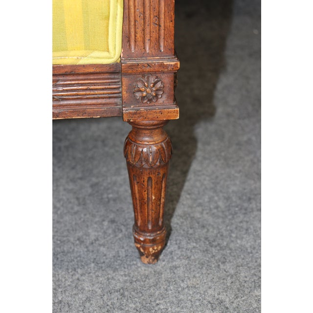 Wood French Louis XVI Style Carved Walnut Even-Arm Sofa Settee C.1940s Era For Sale - Image 7 of 10