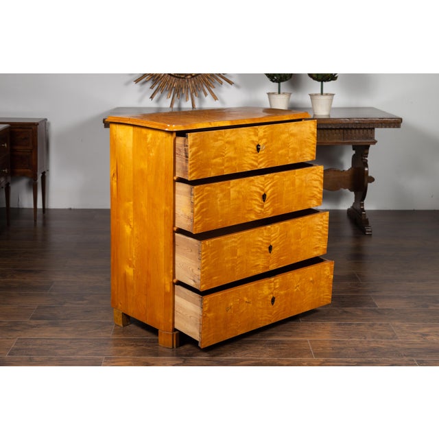 Austrian 1870s Biedermeier Style Four-Drawer Chest with Bookmarked Birch Veneer For Sale - Image 10 of 12