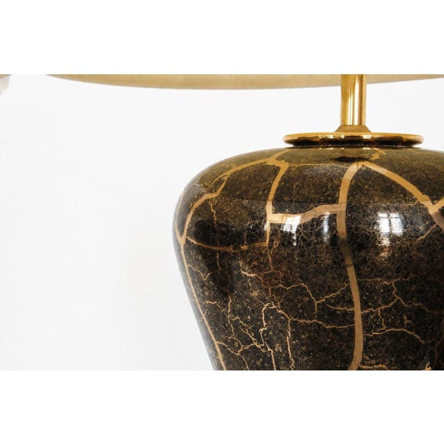 Baluster Shaped Table Lamps in Glazed Black and Gold Ceramic, Set of 2 For Sale - Image 9 of 18