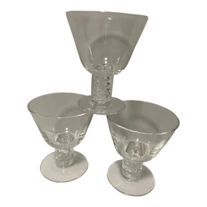 Mid 20th Century Modern Steuben Air Twist Signed Crystal Martini Glasses - Set of 3