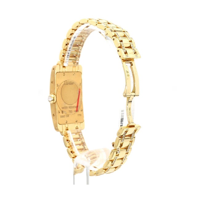 Metal Cartier Tank Américaine Diamond Bezel Quartz 18k Gold Watch For Sale - Image 7 of 10