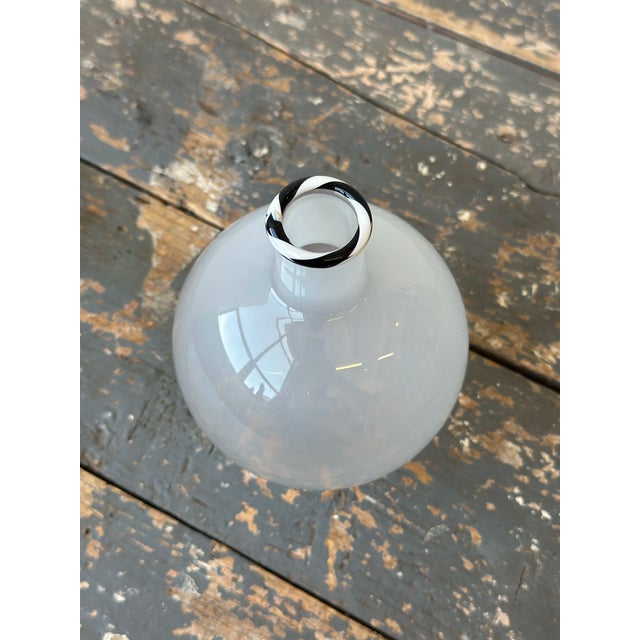 Glass Vintage White + Black Blown Glass Vessel, Circa 1980s For Sale - Image 7 of 9