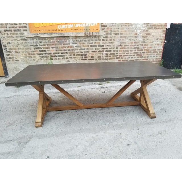 Rustic Salvaged Wood X Base W Riveted Dining Table Chairish