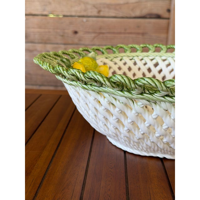 Handcrafted Italian Ceramic Lemon Basket Bowl by Lanzarin Ceramiche For Sale - Image 4 of 12