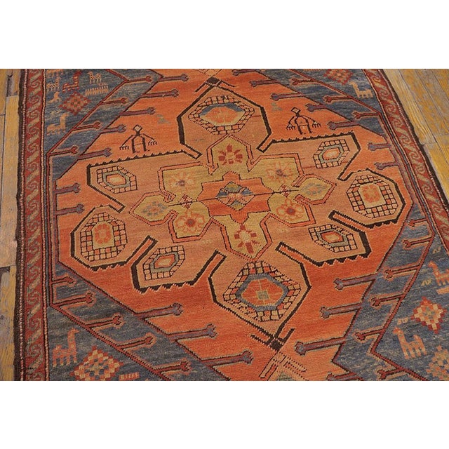 Early 20th Century Caucasian Karabagh Carpet ( 3'9" x 12'3" - 114 x 373 cm ) Antique Caucasian - Hallway Runner Wool Coral...