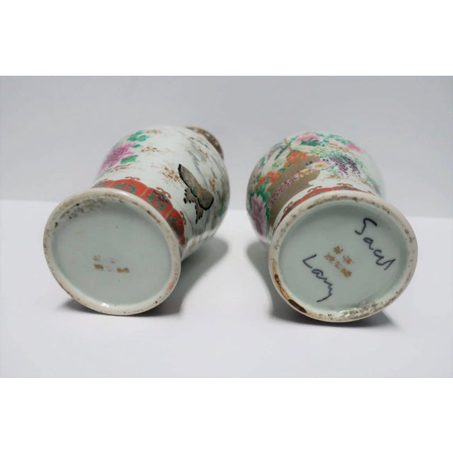 Black and White Art Deco Japanese Kutani Porcelain Vases, Pair For Sale - Image 10 of 11