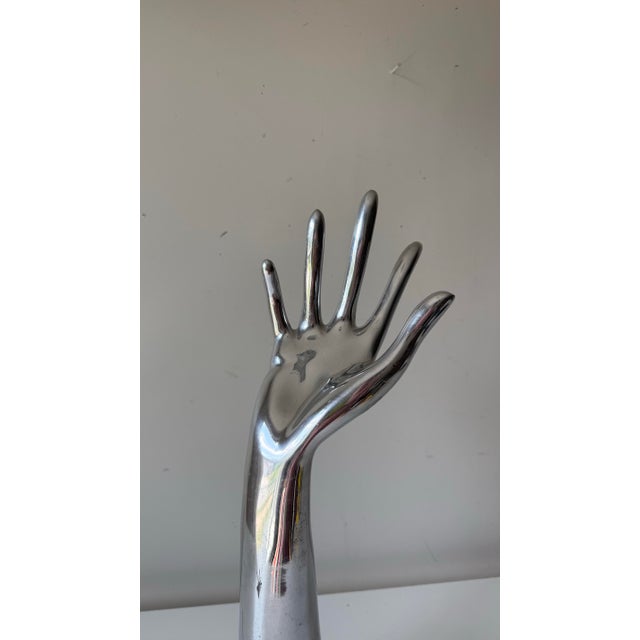 Metal 1990s Cast Aluminum Chrome Hand Sculpture For Sale - Image 7 of 9