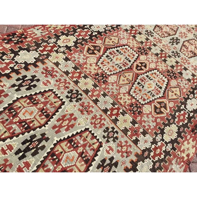1950s Oversized Vintage Turkish Kilim Rug - 70" X 142" For Sale - Image 5 of 11