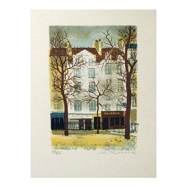 1970s "Pellegrine" Impressionist Style Signed Lithograph by Andre Renoux For Sale