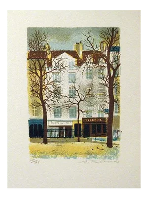 1970s "Pellegrine" Impressionist Style Signed Lithograph by Andre Renoux