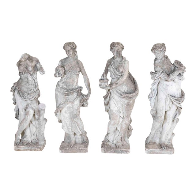 Set of Four Italian 1930s Neoclassical Garden Sculptures, The Four Seasons For Sale