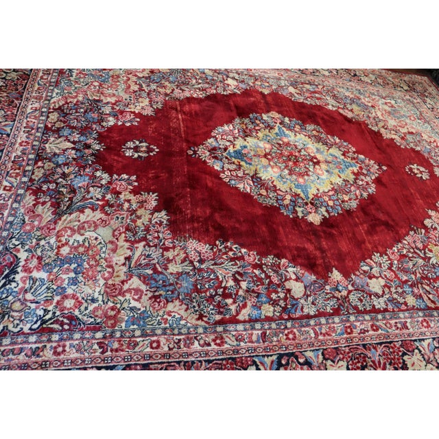 Mid 20th Century Antique Persian Sarouk Carpet, 10'4" X 13'3" For Sale - Image 5 of 9