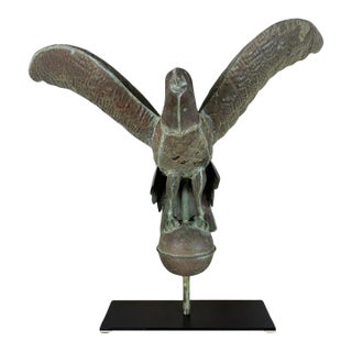 Folk Art Copper Eagle Weathervane on Iron Base For Sale