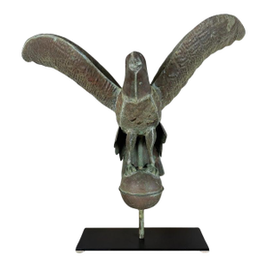 Folk Art Copper Eagle Weathervane on Iron Base