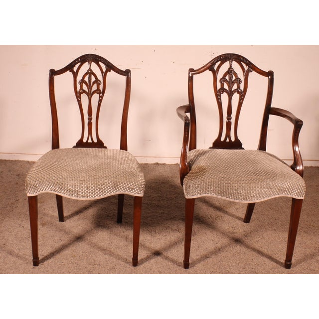 Vintage Chairs and Two Armchairs in Mahogany, 1800s, Set of 8 For Sale - Image 3 of 12
