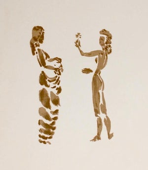 Apelles Fenosa, Apeles Fenosa Spanish Sculptor Mourlot Lithograph Abstract Expressionist Figures, 1972