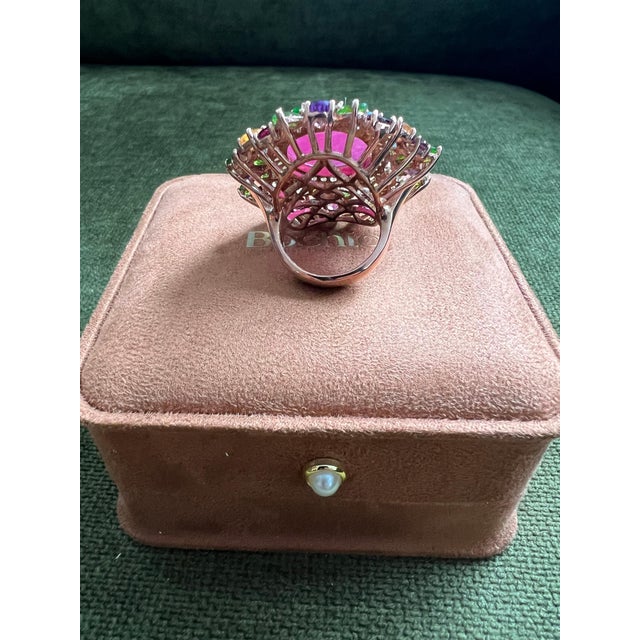 Baroque Bochic “Orient” Vintage Ruby, Sapphire & Multi Gem Ring - 18K Gold & Silver For Sale - Image 3 of 15