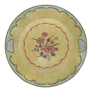 1980s Hand-Painted Metal Floral Tray by Lenox For Sale
