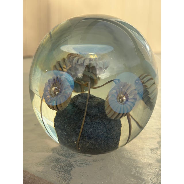 Paper Weight hand made by renowned American artist Robert Eickholt, named Dichroic Sea Flower". It features handmade...
