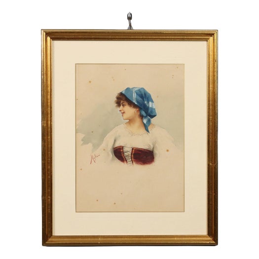 Vincenzo Migliaro, Portrait, Watercolor For Sale