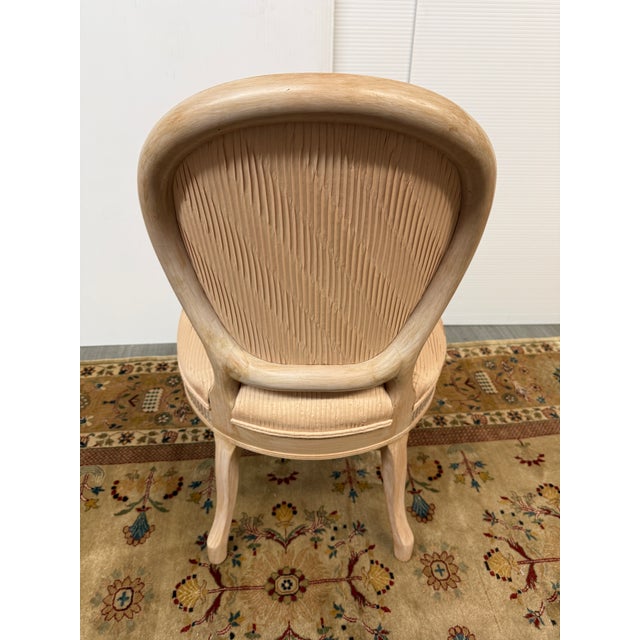 Gustavian Reproduction Parlor Chair in Pleated Silk For Sale - Image 4 of 12