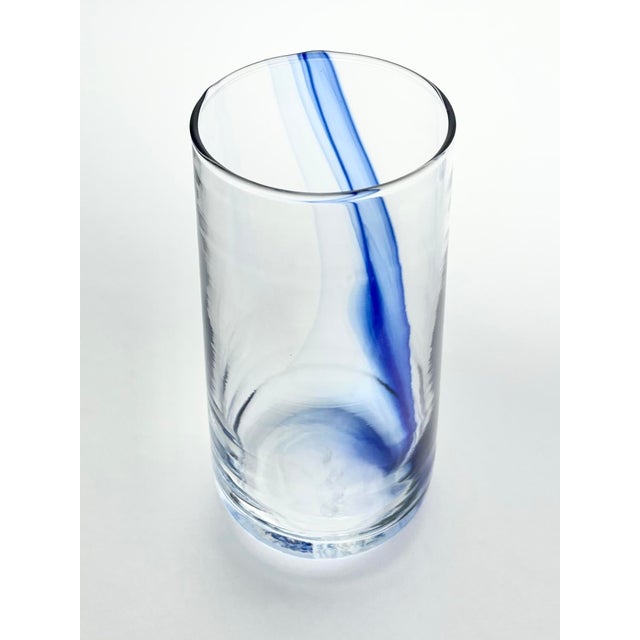 2020s Cobalt Blue Swirl Highball Cooler Tumbler Glasses - Set of 4 For Sale - Image 5 of 5