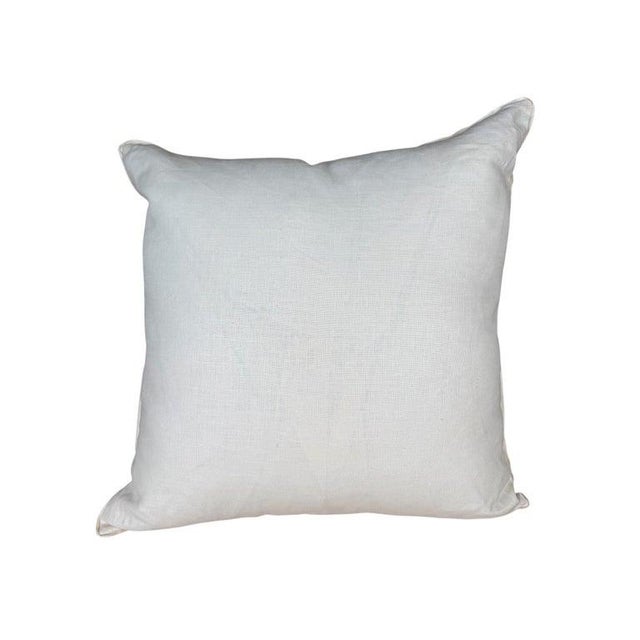A pair of custom decorative pillows, each crafted with a down insert and tailored in a soft printed linen. The front...