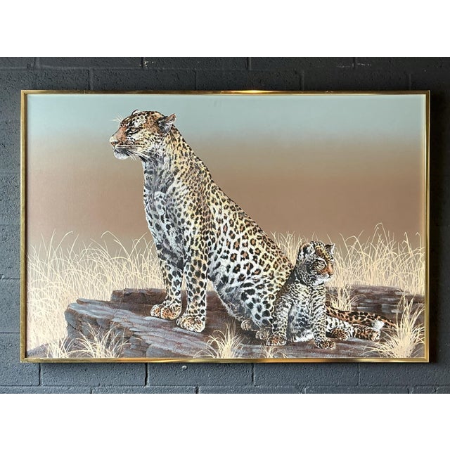 Vintage Monumental Original Oil Painting of Cheetahs For Sale In West Palm - Image 6 of 11