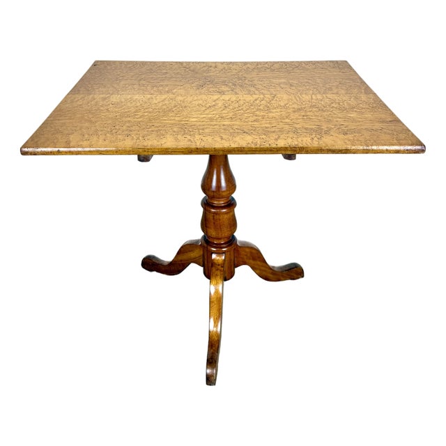 Antique Mid 19th Century Birdseye Maple & Cherry Tilt Top Table For Sale