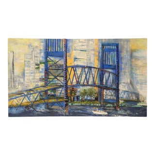 Main Street Bridge, Abstract Expressionist, Mixed Media on Canvas, Marsha Glazière For Sale