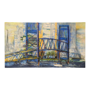 Main Street Bridge, Abstract Expressionist, Mixed Media on Canvas, Marsha Glazière