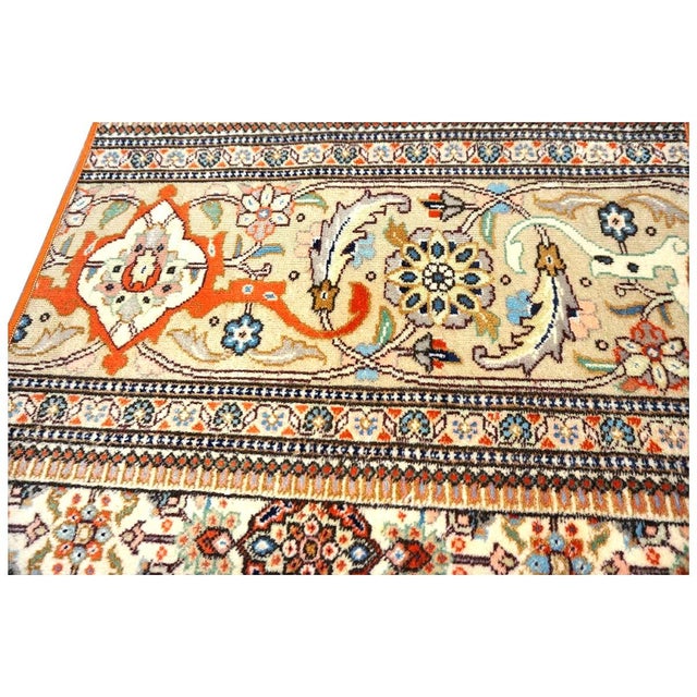 Vintage Persian Tabriz Taba Tabai Wool 3x10 Orange & Ivory Handmade Runner Rug #1144064 For Sale - Image 9 of 11